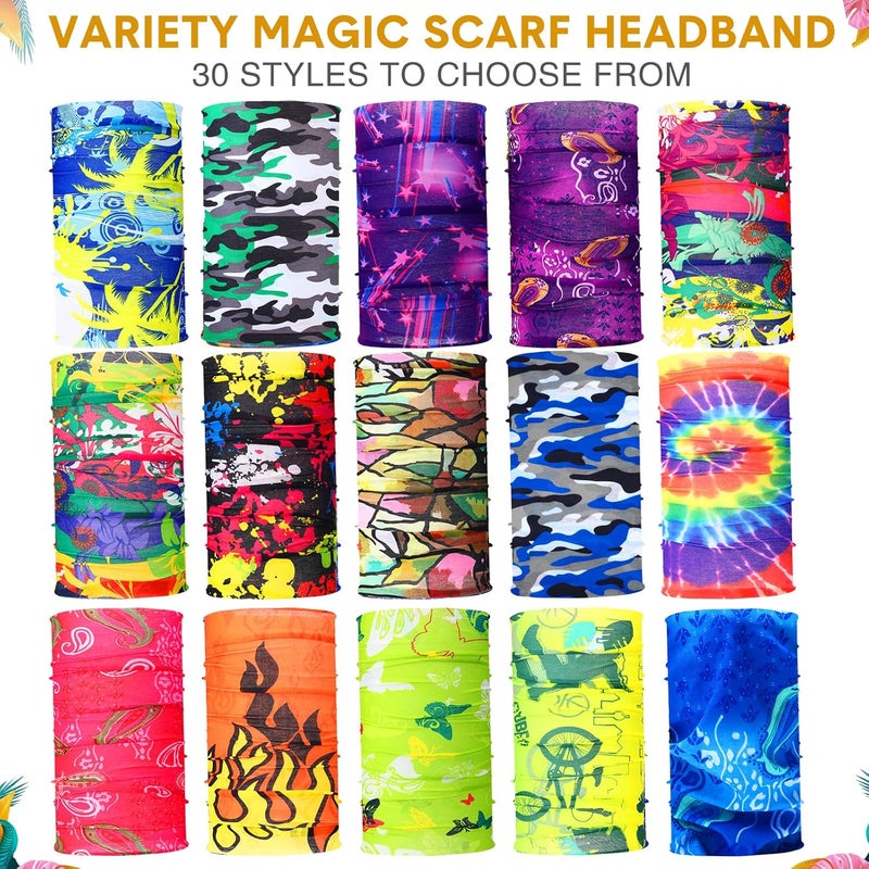 Tarpop 30 Pcs Neck Gaiters Scarf Elastic Wrap Headband Sweat Absorbing Bandana for Women Men Sports Yoga Running - Image 3
